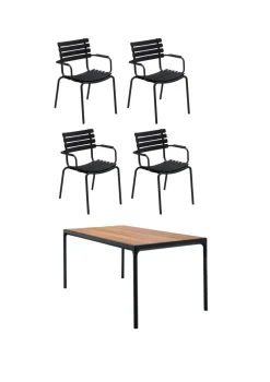 HOUE 1 Four Table, 4 Reclips Dining Chair