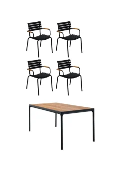 HOUE 1 Four Table, 4 Reclips Dining Chair
