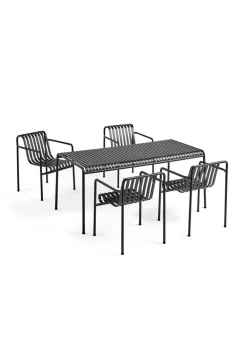 HAY 1 Palissade Bord og 4 Palissade Dining Armchair Anthracite Hot