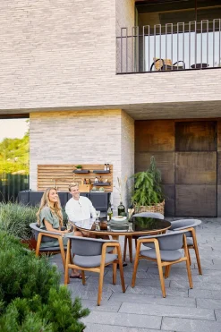 Cane-line Aspect Table Frame: Teak / Tabletop: Black Fossil Ceramic - Ø144 Hot