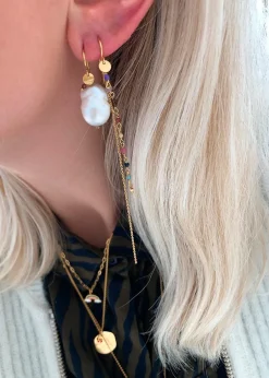 Stine A Baroque Pearl Earring With Gemstone Goldplated Online