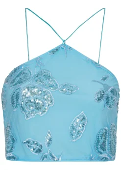 ROTATE by Birger Christensen Beaded Crop Top