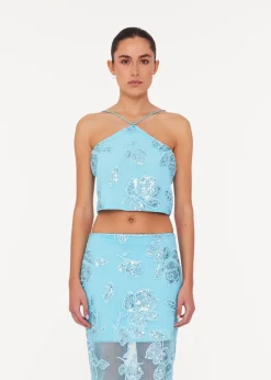 ROTATE by Birger Christensen Beaded Crop Top