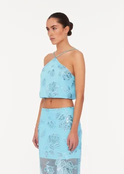 ROTATE by Birger Christensen Beaded Crop Top