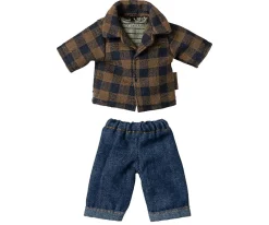 Kinder Maileg Brown Checked Shirt And Pants - Mouse