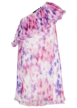 ROTATE by Birger Christensen Chiffon Mini Frill Optic Buttercup/Peach Blossom Combo Fashion