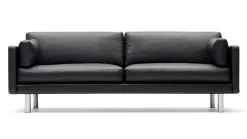 Erik Jørgensen EJ220 2-seater Sofa 2052 by Omni 301 Black / Brushed Chrome Outlet