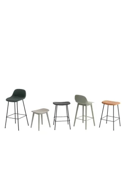 Muuto Fiber Stool - Wood Base Black/Black Online