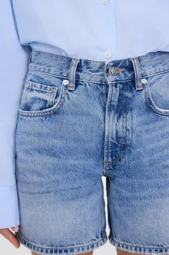 Anine Bing Heath Shorts Washed Blue Fashion