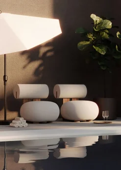 NORR11 Hippo Lounge Chair Outdoor Sunbrella: Savane Whisper SAV2 J349 140 Hot