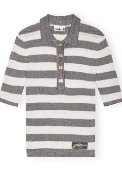 Ganni Light Sparkle Rib Polo