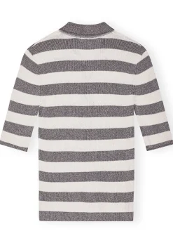 Ganni Light Sparkle Rib Polo
