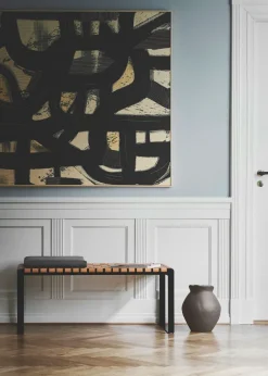 Bent Hansen Plaited Stel: Sort Pulverlakeret Stål / Gjorde: Kernelæder, Natur Fashion