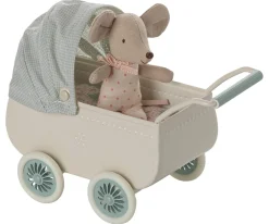 Kinder Maileg Pram With Baby Mouse