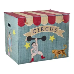 Rice Raffia Storage Box XL - Blue Circus Theme Outlet