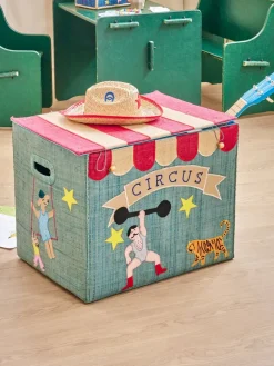 Rice Raffia Storage Box XL - Blue Circus Theme Outlet