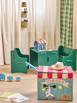 Rice Raffia Storage Box XL - Blue Circus Theme Outlet