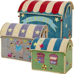 Kinder Rice Raffia Toy Baskets - Set Of 3