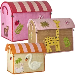 Kinder Rice Raffia Toy Baskets - Set Of 3