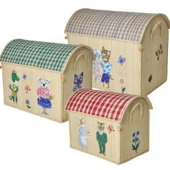 Kinder Rice Raffia Toy Baskets - Set Of 3