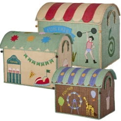 Rice Raffia Toy Baskets - Set Of 3 Fun Fair Theme - Blue Discount