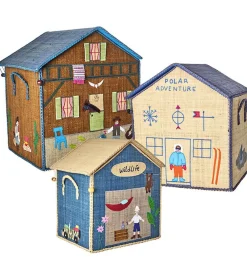 Rice Raffia Toy Baskets - Set Of 3 Adventure Theme New