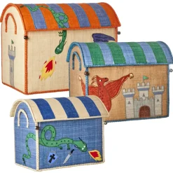 Rice Raffia Toy Baskets - Set Of 3 Dragon Theme Sale