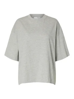 Selected Femme SLFColwoman 2/4 Oversized Tee NOOS Light Grey Melange Sale