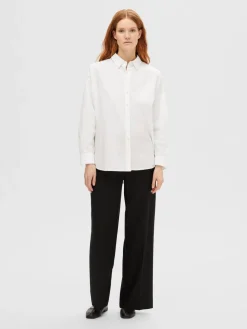 Selected Femme SLFDina-Sanni LS Shirt NOOS Bright White Discount