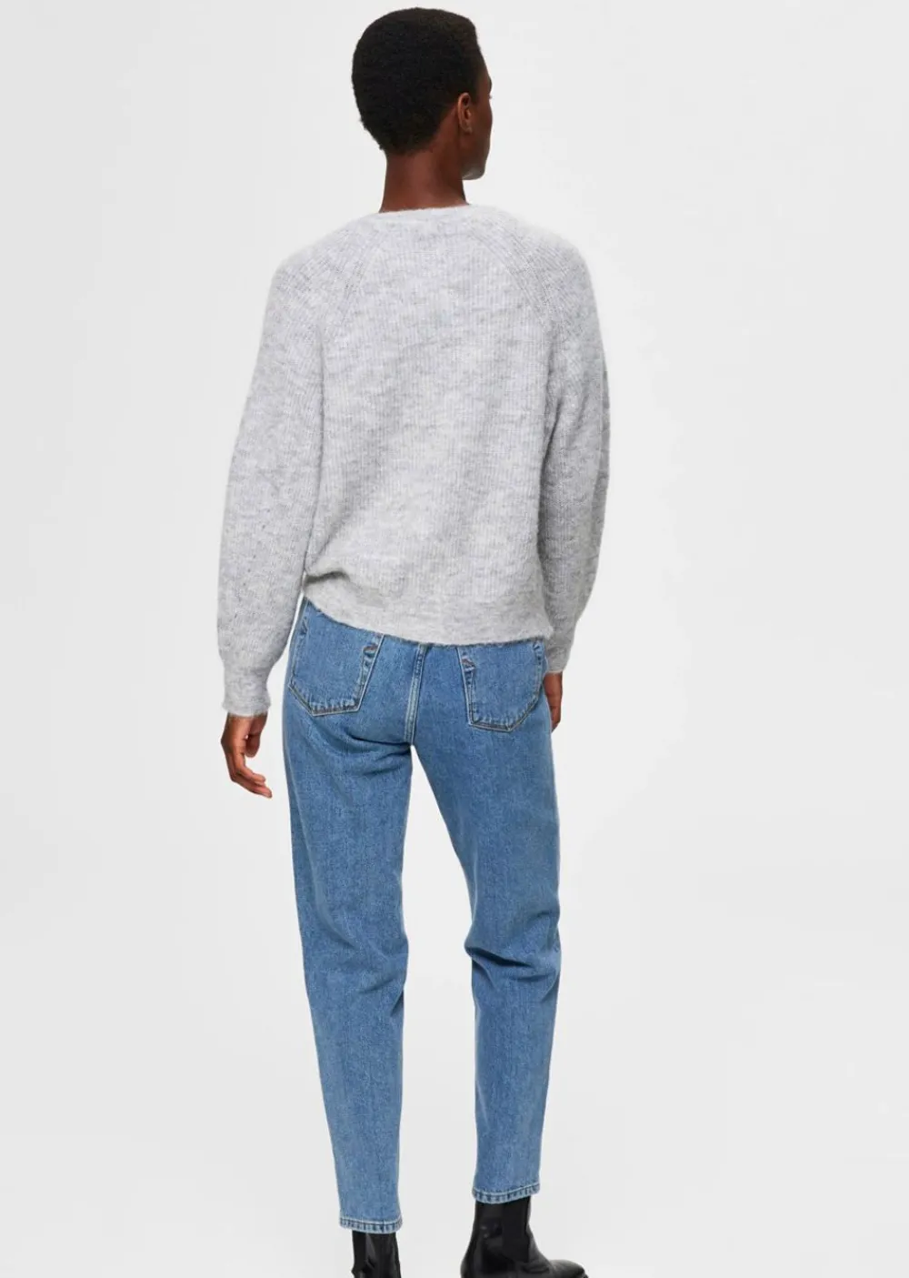 Selected Femme SLFLulu Knit Short Cardigan NOOS Light Grey Melange Clearance