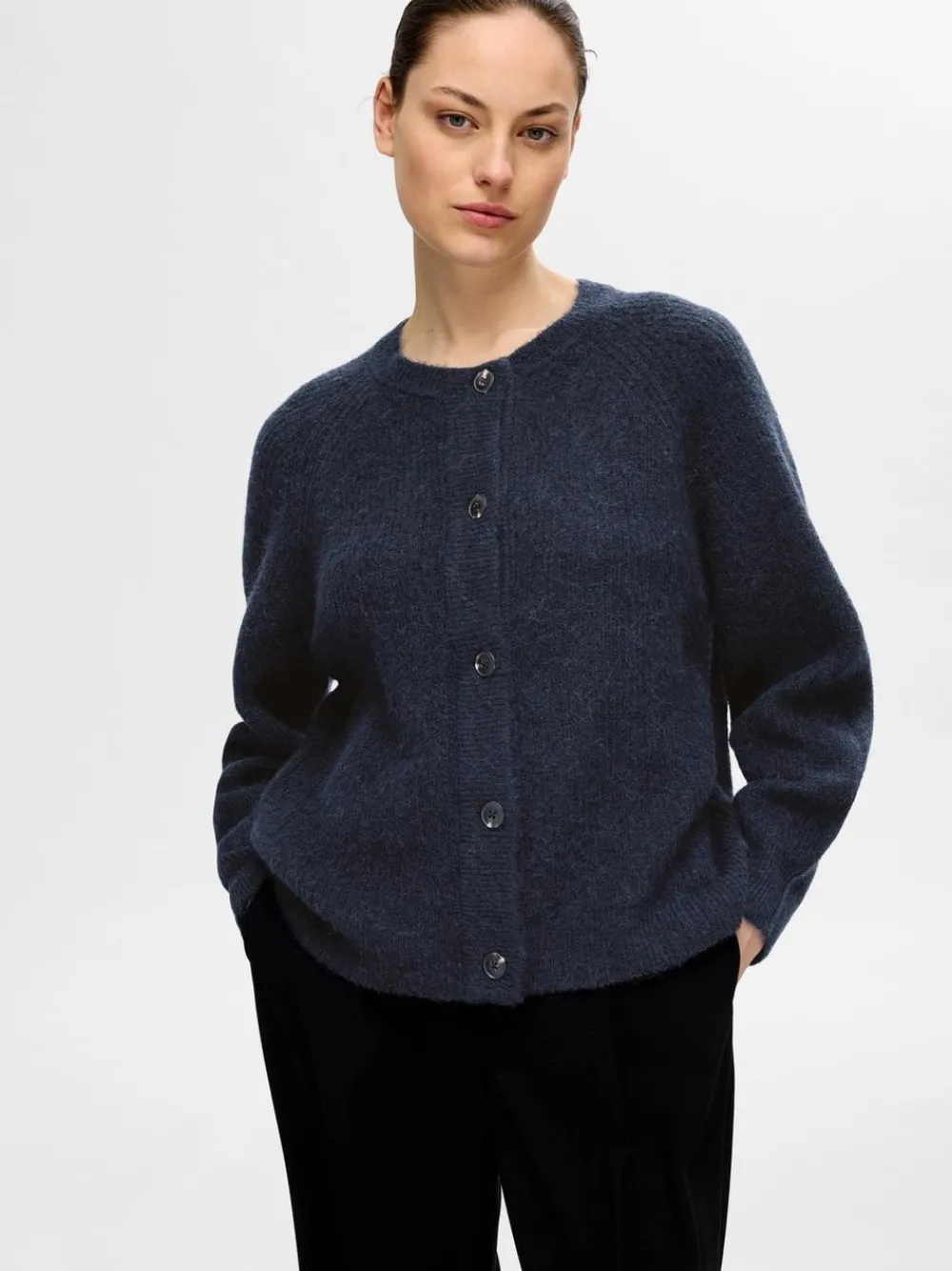 Selected Femme SLFLulu Knit Short Cardigan NOOS Dark Sapphire Online