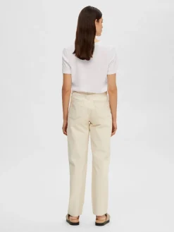 Selected Femme SLFMyessential SS V-neck Tee White Discount