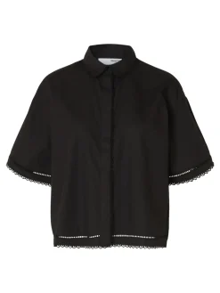 Selected Femme SLFNovi SS Crochet Detail Shirt