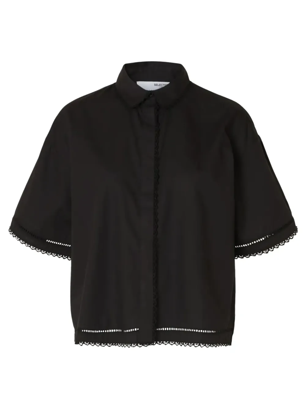 Selected Femme SLFNovi SS Crochet Detail Shirt