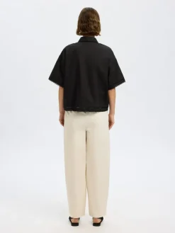 Selected Femme SLFNovi SS Crochet Detail Shirt