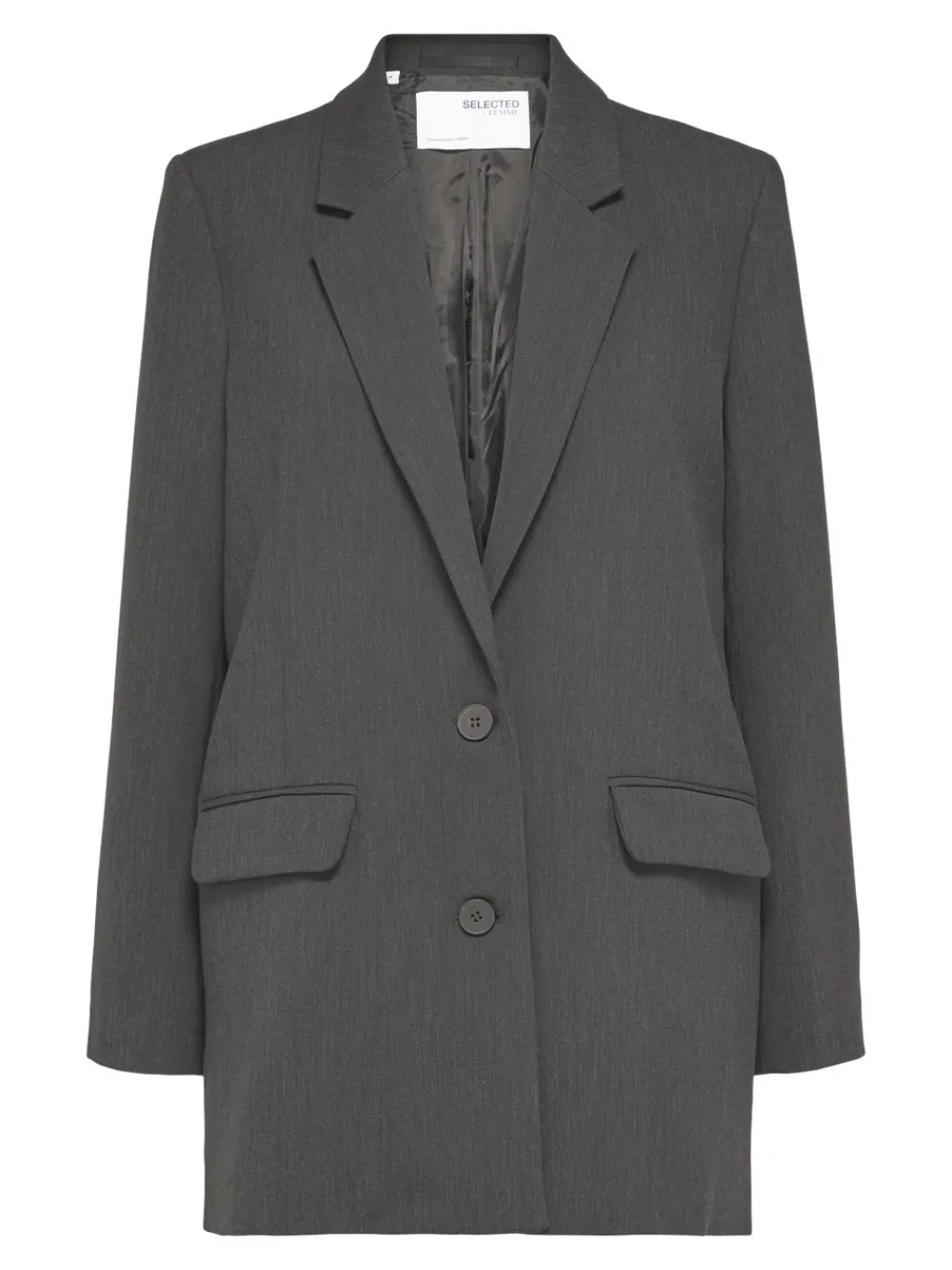 Selected Femme SLFRita LS Relaxed Blazer NOOS Dark Grey Melange Clearance