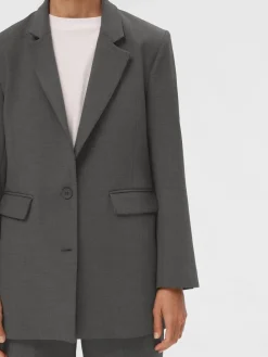 Selected Femme SLFRita LS Relaxed Blazer NOOS Dark Grey Melange Clearance