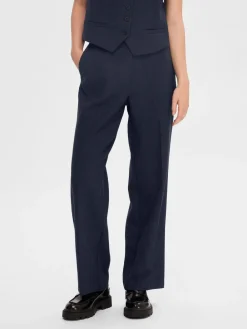 Selected Femme SLFRita MW Wide Pant NOOS Dark Sapphire Melange Fashion