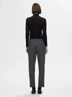 Selected Femme SLFRita-Ria MW Cropped Pant NOOS Dark Grey Melange Fashion