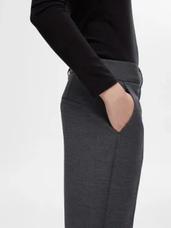 Selected Femme SLFRita-Ria MW Cropped Pant NOOS Dark Grey Melange Fashion