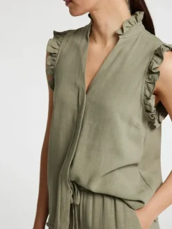 Selected Femme SLFViva SL Sun Ruffle Top NOOS Dark Sapphire Outlet