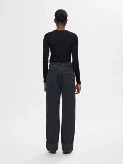 Selected Femme SLFWola LS O-Neck Steel Gray Melange Discount