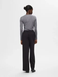 Selected Femme SLFWola LS O-Neck Steel Gray Melange Discount