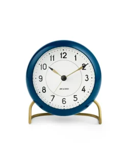 Arne Jacobsen Station Vægur Table clock petroleum/white Discount