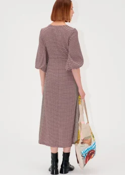 Stine Goya Three-quarter Sleeve Midi Dress Pink/Black Clearance