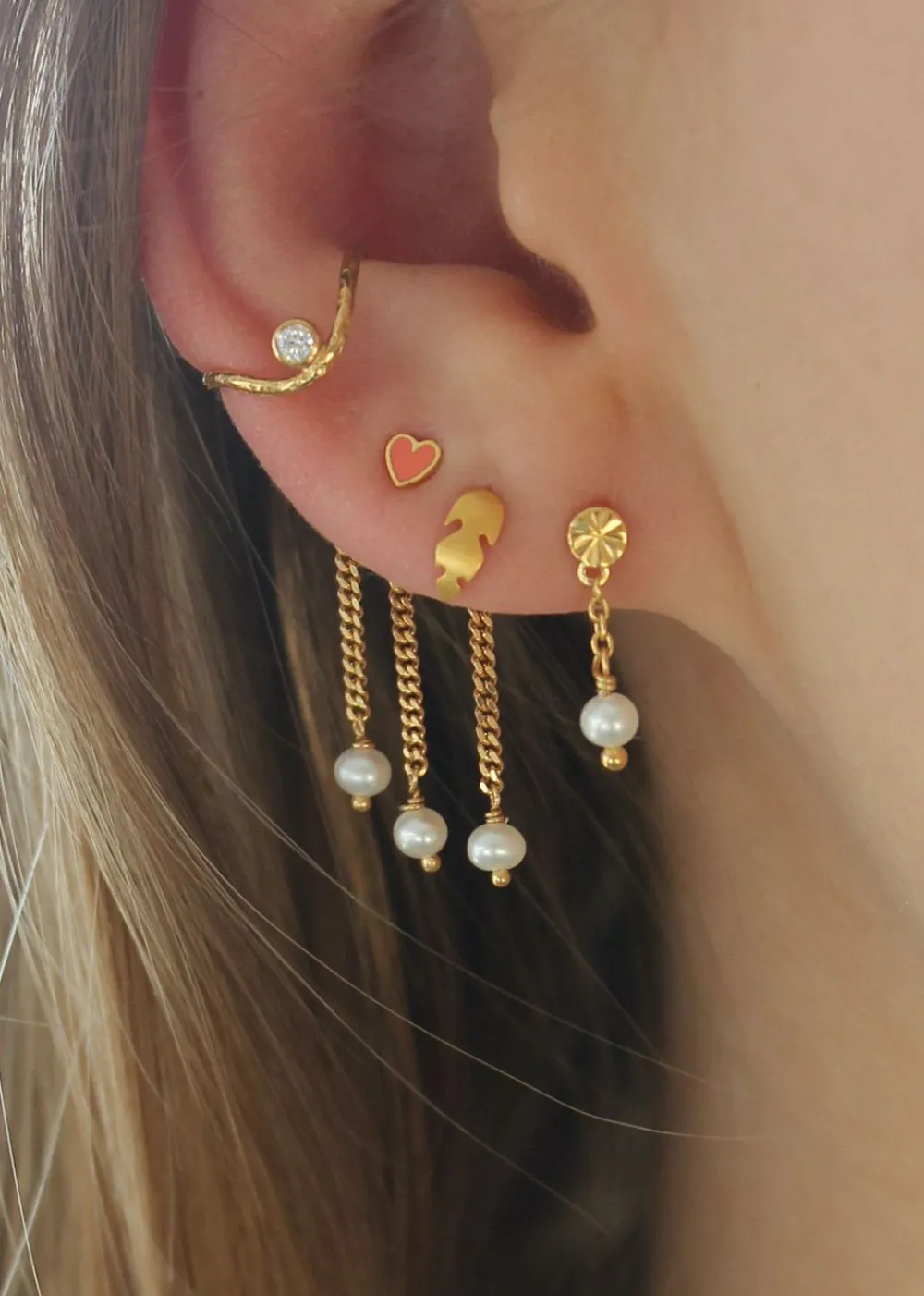 Stine A Tres Petit Etoile Earring With Pearl