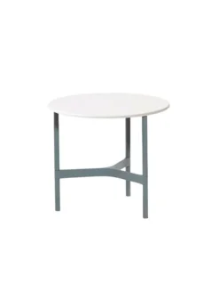 Cane-line Twist Coffee Table - Small Base: Light Grey, Aluminium / Top: White, Cane-line HI-Core Fashion