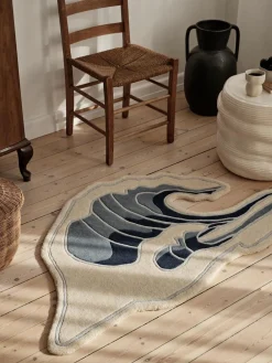 Broste CPH Wave Gulvtæppe Dusty Blue/Off White Best