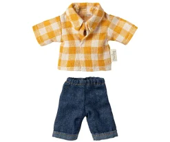 Kinder Maileg Yellow Checked Shirt And Pants - Mouse